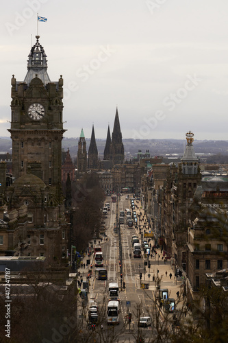 View over princes street, the main street of Edinburgh