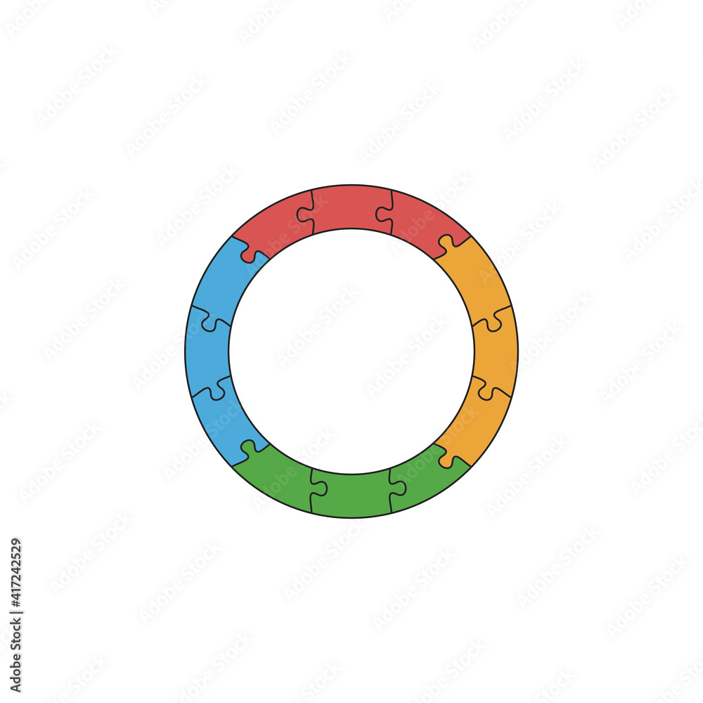 Jigsaw puzzle wheel. puzzle circle for presentations or infographics. Stock Vector illustration isolated on white background. Jigsaw puzzle wheel. puzzle circle for presentations or infographics. Stock Vector illustration isolated on white background.