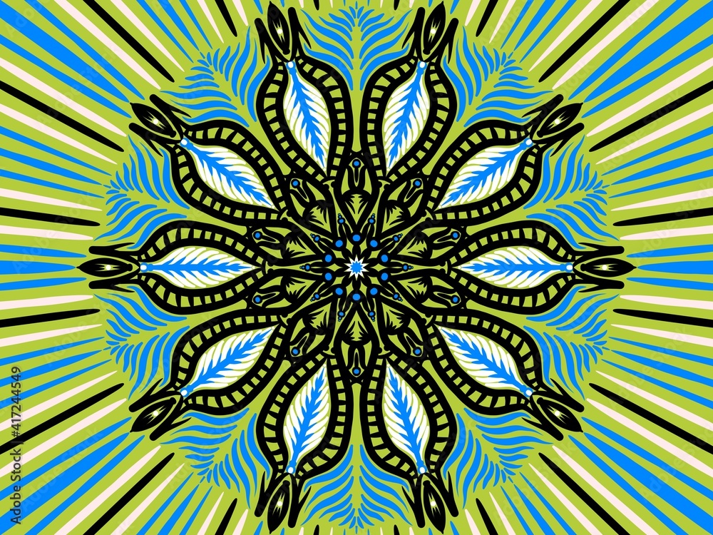 Mandala ornamental. Creative work background. Logo design illustration. Digital 3d art illustration