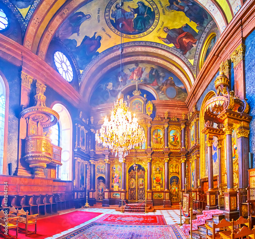 The prayer hall of Holy Trinity Greek Orthodox Church in Vienna, Austria photo