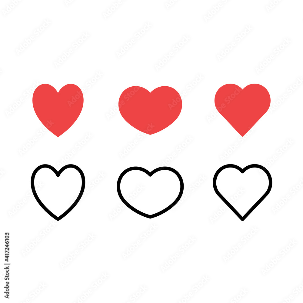 Hearts icon set. Valentine's day heart vector.