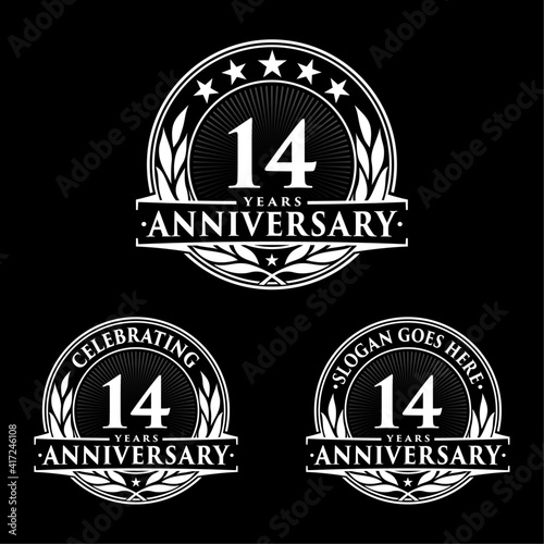 14 years anniversary collection logotype. Vector and illustration.
