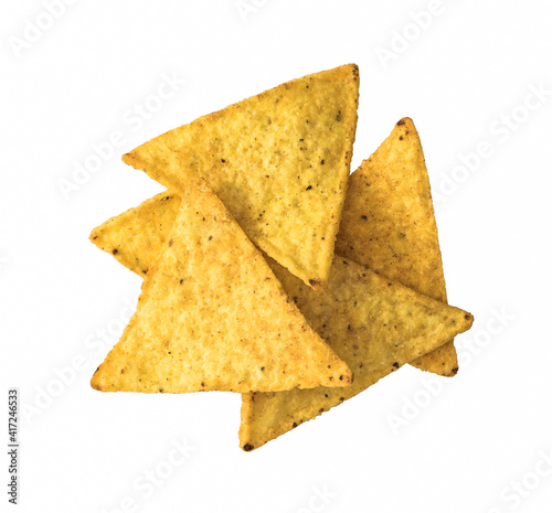 Obraz na płótnie Five Tortilla Chips Isolated on White Background w salonie