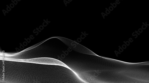 Dot white black wave technology texture background. Abstract big data digital concept. 3d rendering.