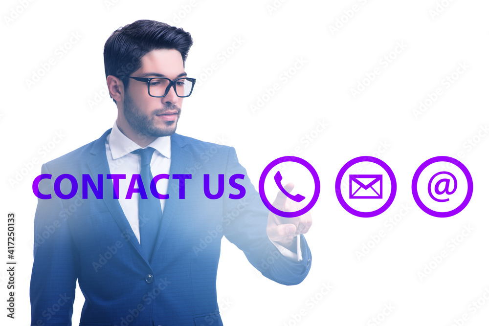 Businessman pressing in communication concept Businessman pressing in communication concept