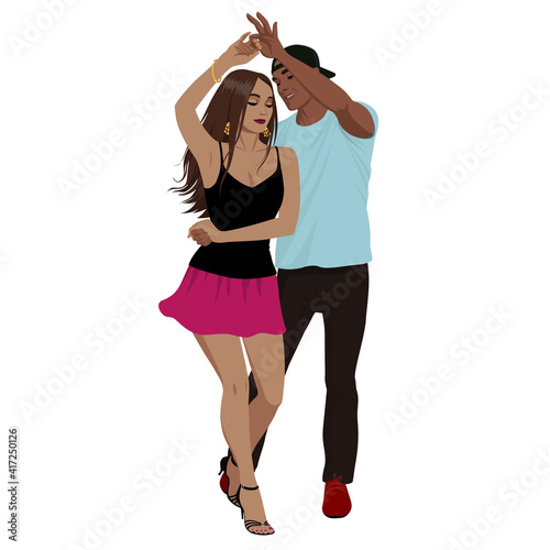 Hot young couple dancing salsa 
