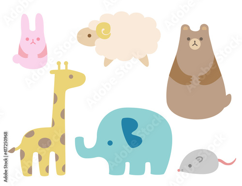 動物　ベビー　セット　やさしい　イラスト素材