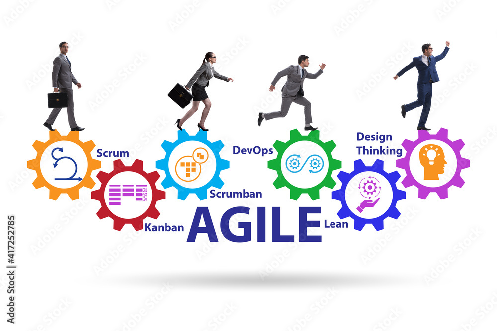 Business people in various agile methods concept Business people in various agile methods concept