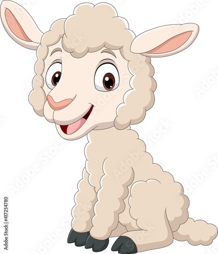Cartoon funny baby lamb sitting