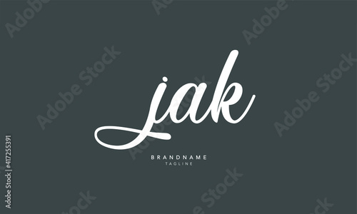 Alphabet letters Initials Monogram logo JAK, JA, AK