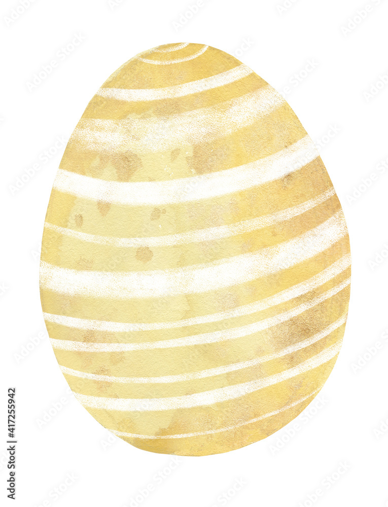 Colored Easter eggs with ornament. Hand-made illustration. Watercolor Easter clipart.