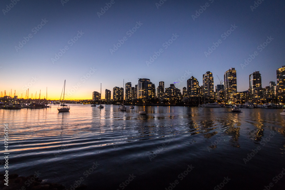 Waterfront downtown Vancouver sunsets 
