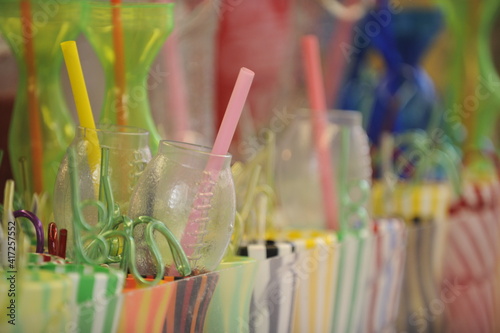 Colorful straws and glasses