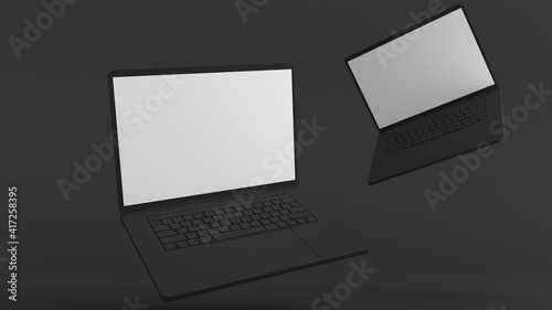 Black macbook pro 3d modeling