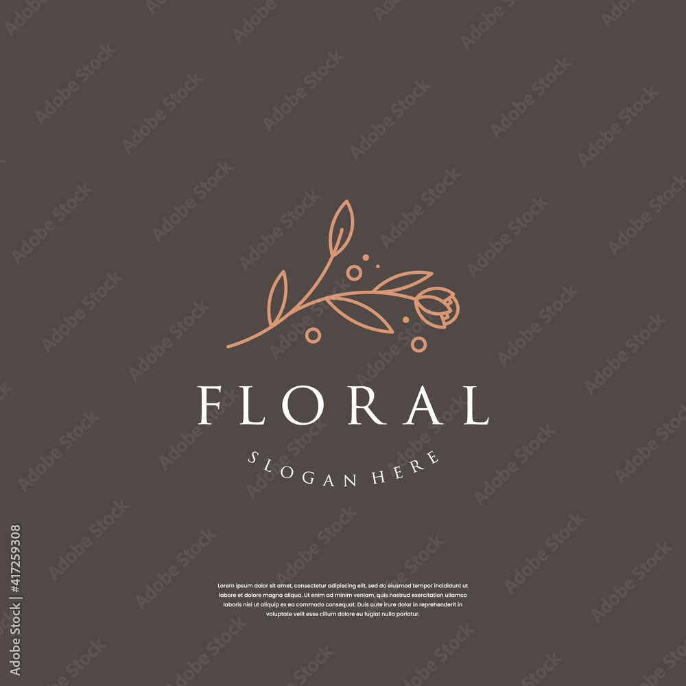 Minimalist hand drawn floral logo design