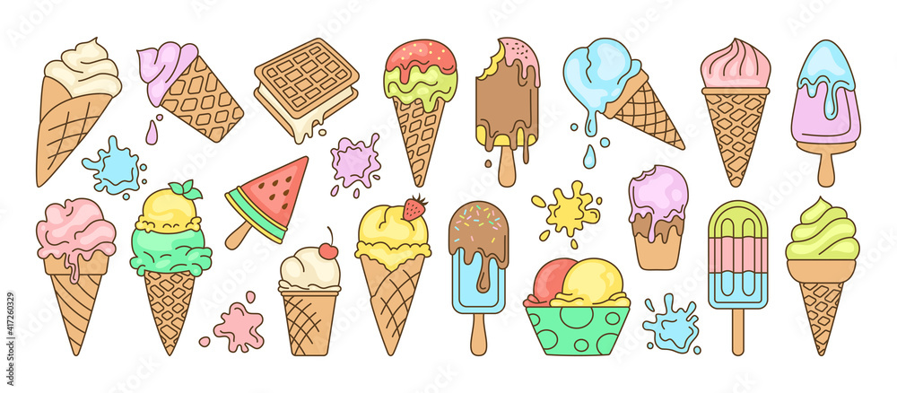 Yummy Ice Cream Clipart Set / Instant Download 14002 