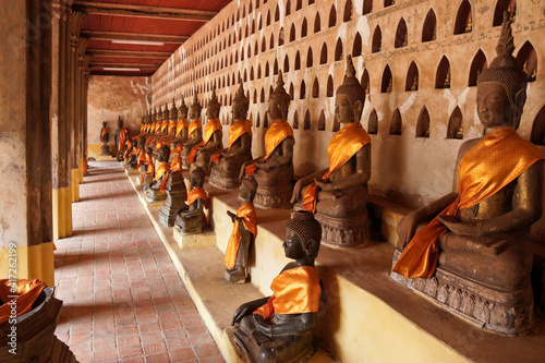 Rows of Buddha images and niches at Wat Si Saket, Vientiane, Laos