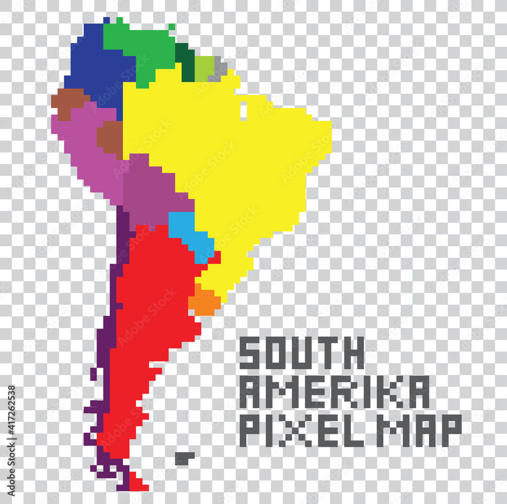 American continent pixel map which consists of several parts of the area marked with differences in color
