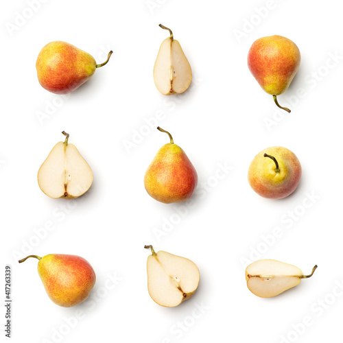 Collection of pears isolated on white background