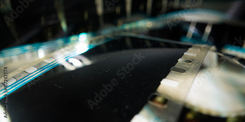 Close Up view of a 35mm film strip - cinema macro shot