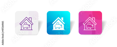 home credit piggyback pixel perfect icon set bundle in line, solid, glyph, 3d gradient style