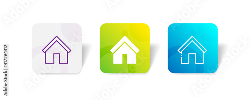 simple minimal home house pixel perfect icon set bundle in line, solid, glyph, 3d gradient style
