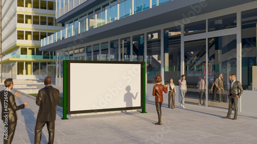 3D mockup blank horizontal advertisement billboard in stadium area
