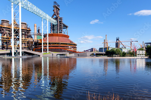 blast furnace in old steel factory