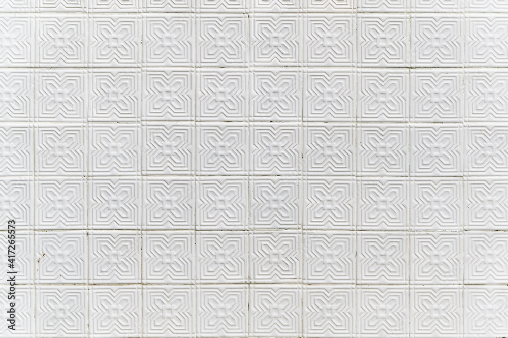 White ceramic mosaic tiles interior wall texture background