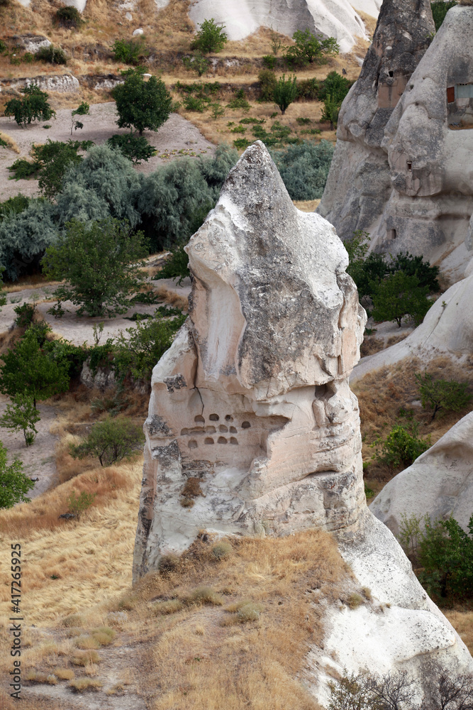 Special stone formation at Zelve Valley in Cappadocia, Nevsehir, Turkey. Cappadocia is part of the UNESCO World Heritage Site.
