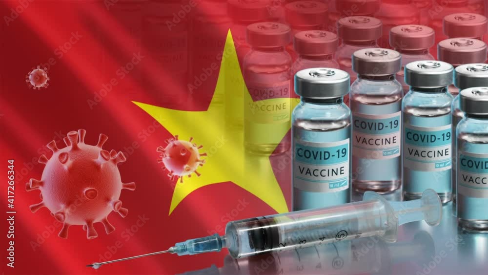 Vietnam to launch COVID19 vaccination campaign. Coronavirus vaccine vials, Covid 19 cell and