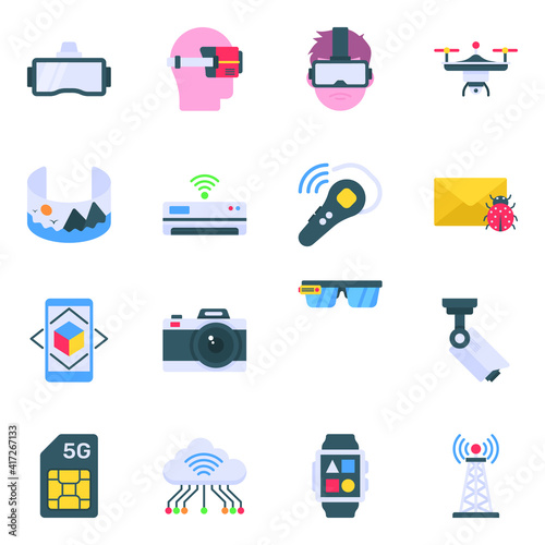 
Pack of Gadgets and Devices Flat Icons 

