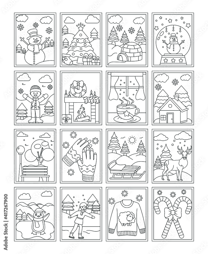 Winter Colouring Page Vector Designs
