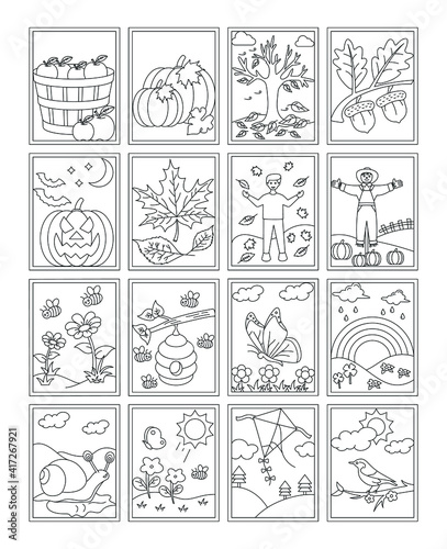  Autumn and Spring Colouring Page Vector Designs