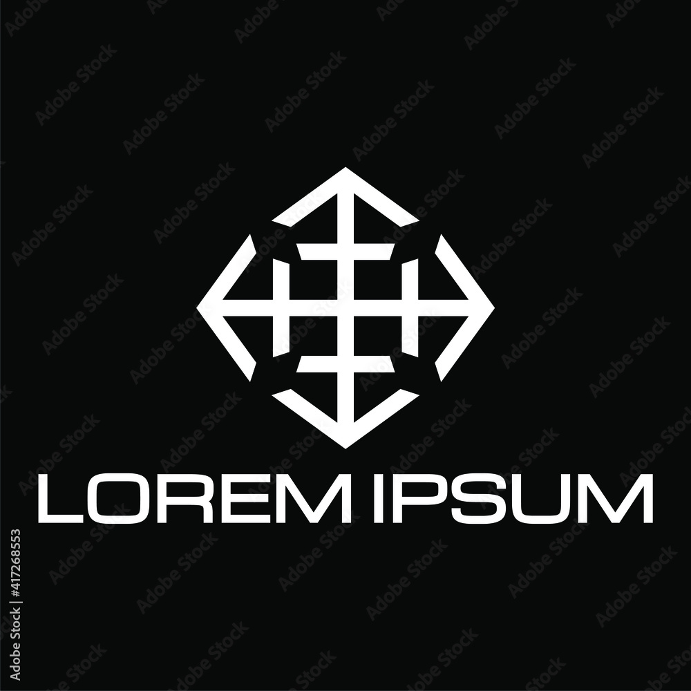 Abstract arrow home rectangle logo template in flat design monogram illustration Abstract arrow home rectangle logo template in flat design monogram illustration