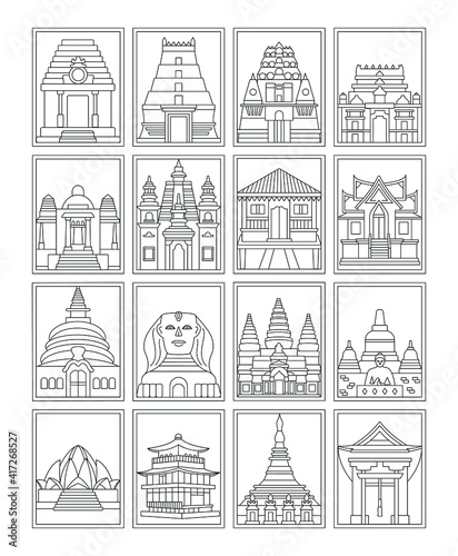 Temples Colouring Page Vector Designs
