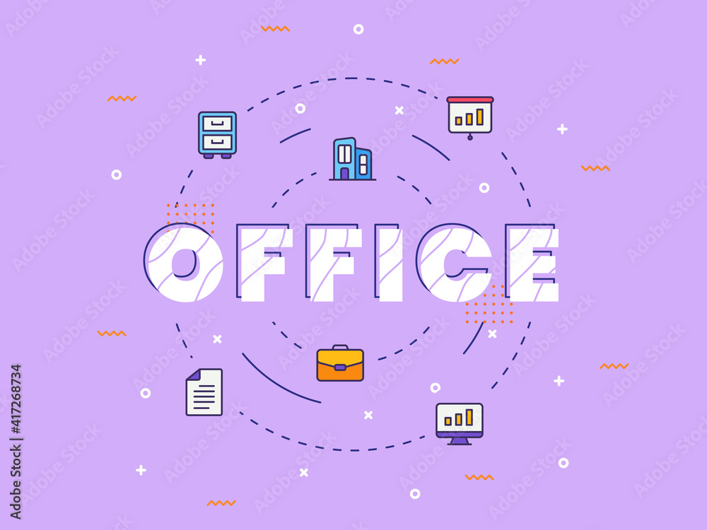 Obraz premium office typography calligraphy word art with filled color style