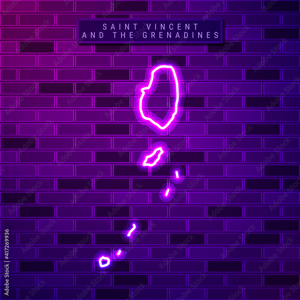 Saint Vincent and the Grenadines map glowing purple neon lamp sign Saint Vincent and the Grenadines map glowing purple neon lamp sign