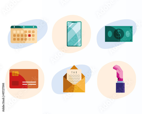 bundle of six tax day set icons