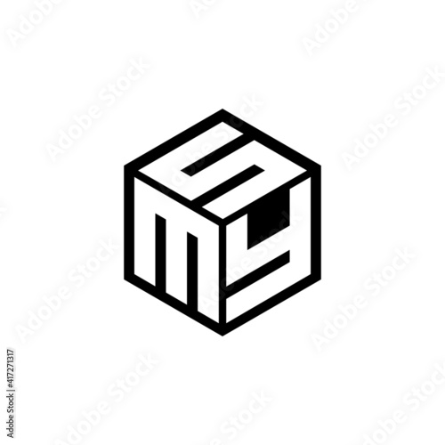 MYS letter logo design with white background in illustrator, cube logo, vector logo, modern alphabet font overlap style. calligraphy designs for logo, Poster, Invitation, etc.	