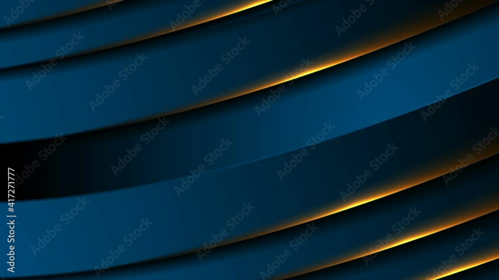 Futuristic blue technology abstract motion background with orange neon glowing waves. Seamless looping. Video animation Ultra HD 4K 3840x2160