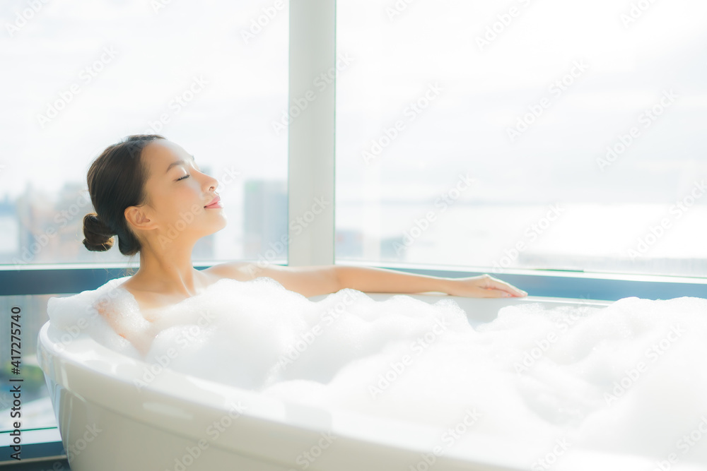 Portrait beautiful young asian woman relax enjoy in bathtub Portrait beautiful young asian woman relax enjoy in bathtub