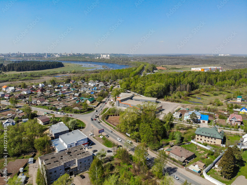 Aerial view of Makarye village (Kirov, Russia)