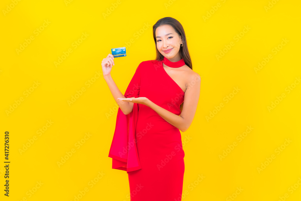 Portrait beautiful young asian woman with credit card Portrait beautiful young asian woman with credit card