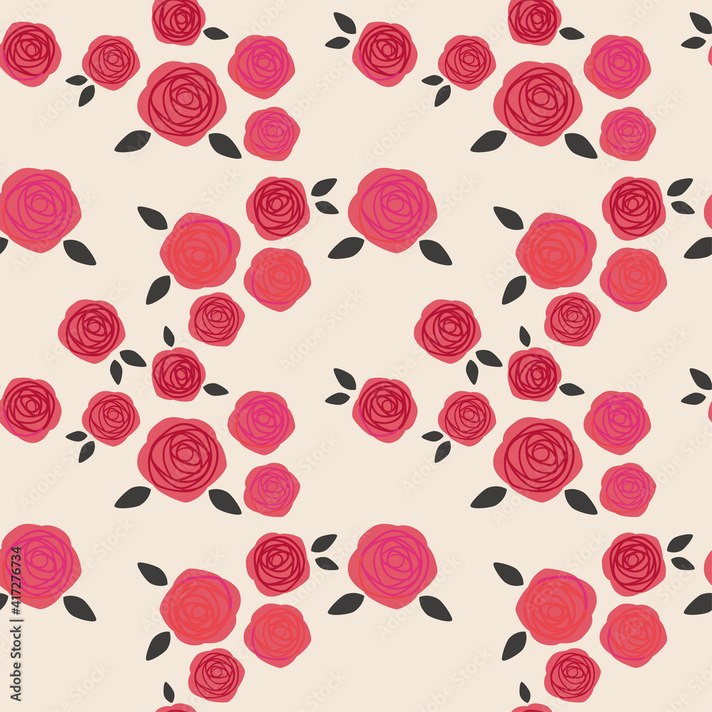 Vector seamless pattern with rose flowers
