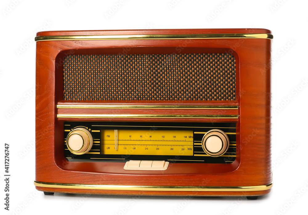 Retro radio receiver on white background Retro radio receiver on white background