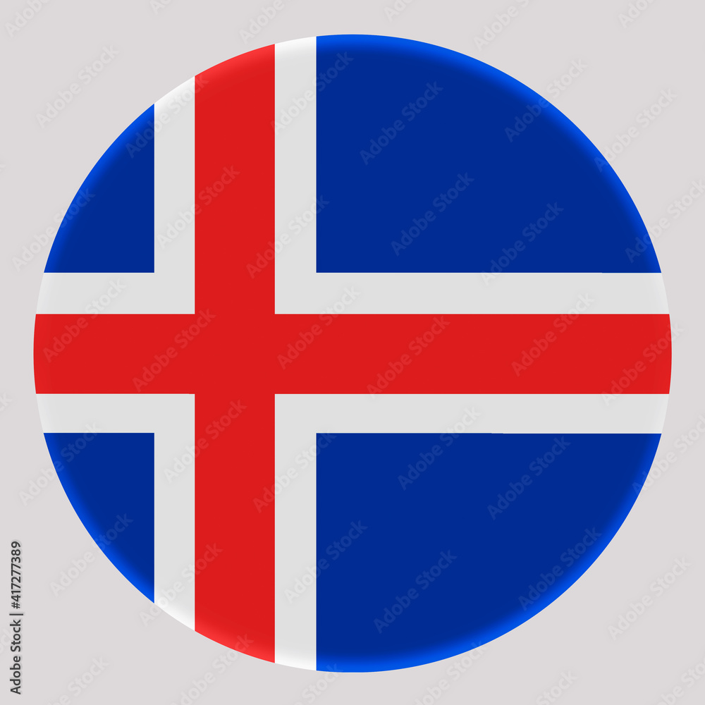3D Flag of Iceland on circle 3D Flag of Iceland on circle