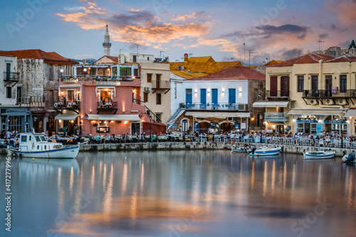 Old Venetian Port in Rethymno Crete Greece