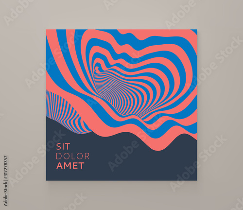 Tunnel. Optical illusion. Abstract striped background. 3D vector illustration.