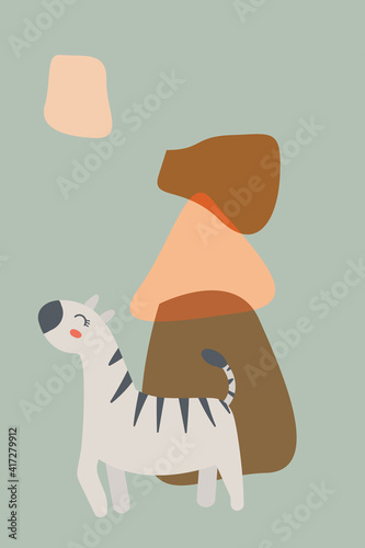 Photography Safari baby zebra on abstract background print for poster